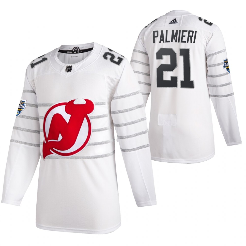 Men's New Jersey Devils #21 Kyle Palmieri 2020 White All Star Stitched NHL Jersey